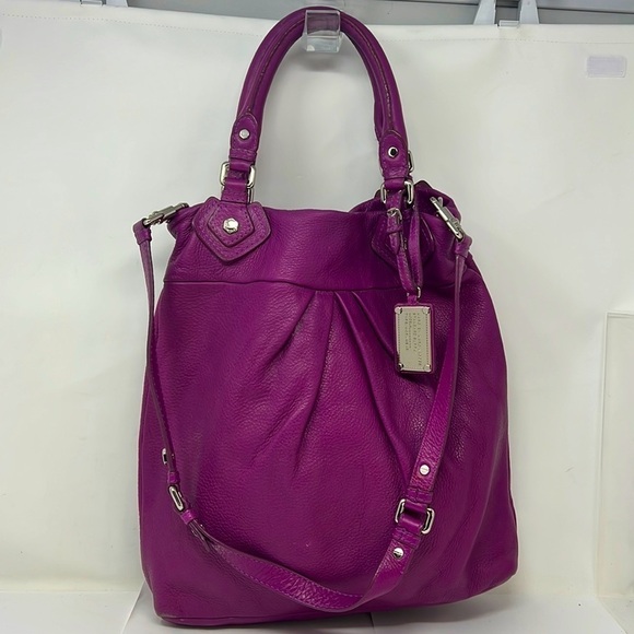Marc by Marc Jacobs Purple Leather Long Tote Bag Double Handle Shoulder Strap - Picture 1 of 16